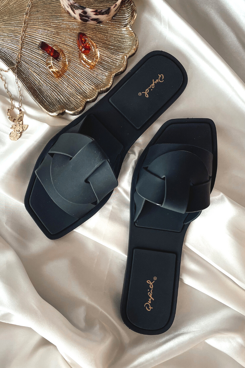 Black Jelly Slide Sandal VGB Boutique