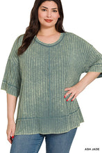 Load image into Gallery viewer, Ribbed Drop Shoulder Half Sleeve Top
