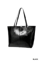 Load image into Gallery viewer, Black Vegan Leather Tote Bag
