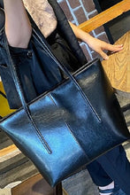 Load image into Gallery viewer, Black Vegan Leather Tote Bag
