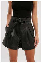 Load image into Gallery viewer, High-Waisted Vegan Leather Shorts
