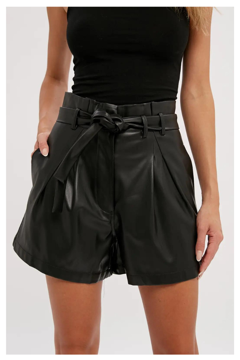 High-Waisted Vegan Leather Shorts