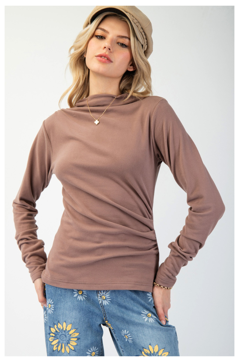 Dusty Mauve Mock Neck