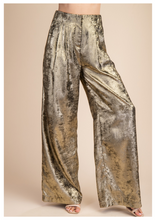 Load image into Gallery viewer, Gold Foil Wide Leg Pants
