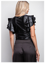 Load image into Gallery viewer, Flutter Faux Leather Bodysuit
