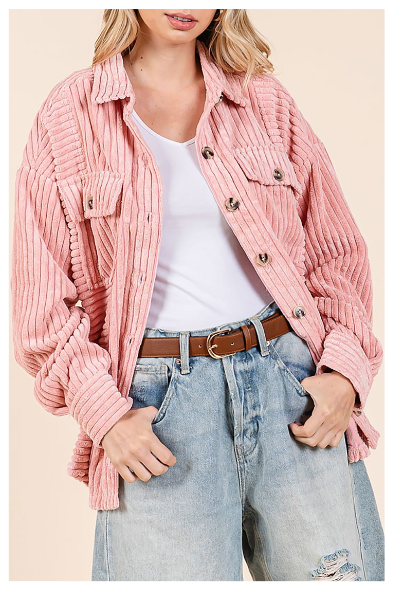 Soft Pink Corduroy Shacket